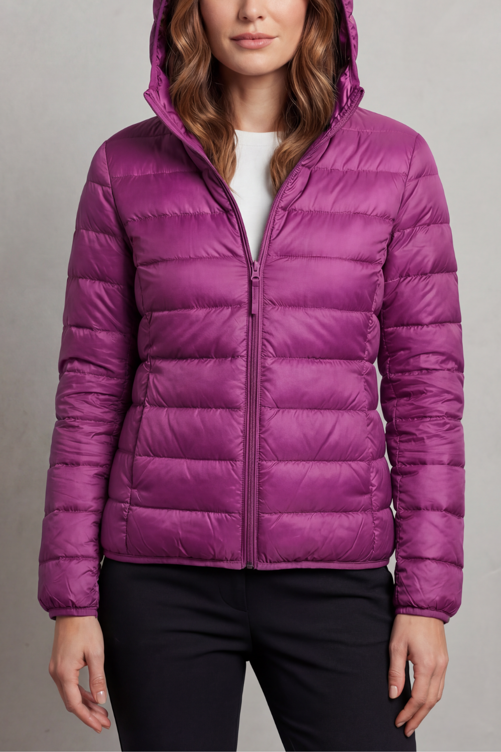 Women's Packable Hooded Puffer Jacket Ultra Light Full Zip Winter Coat