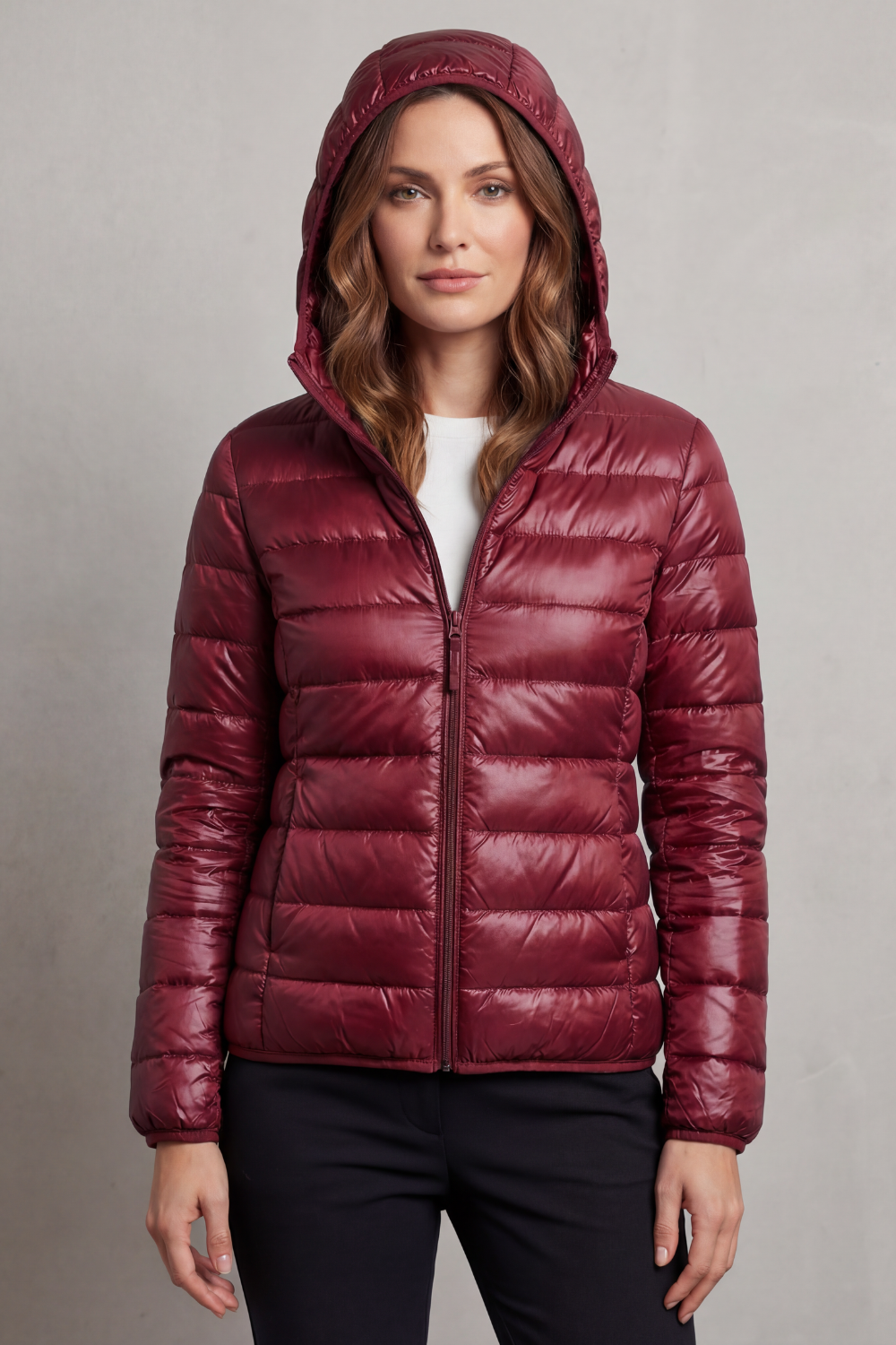 Women's Packable Hooded Puffer Jacket Ultra Light Full Zip Winter Coat