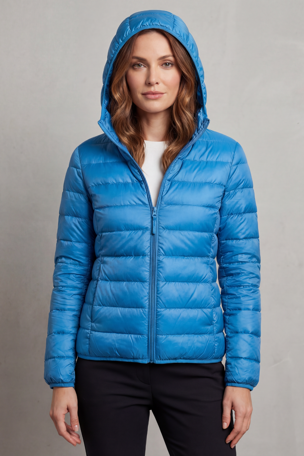 Women's Packable Hooded Puffer Jacket Ultra Light Full Zip Winter Coat