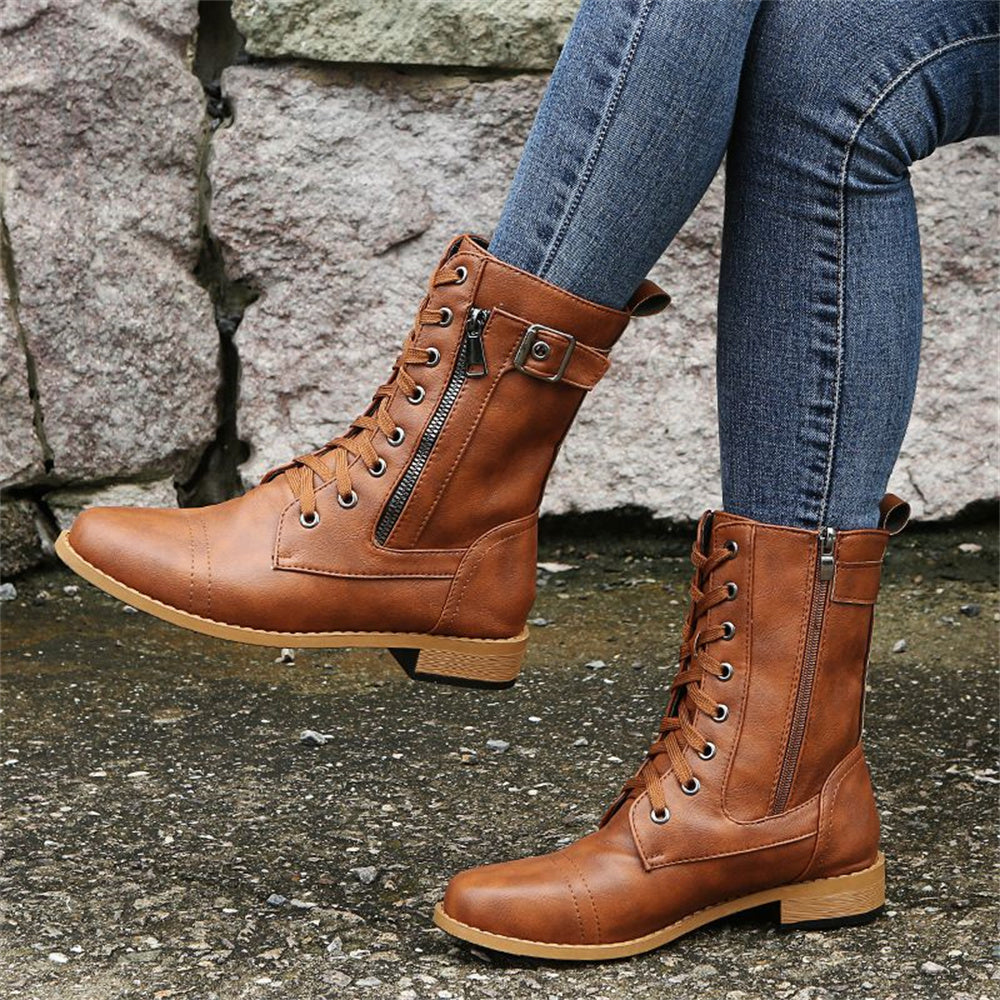 Dana | Women's Winter Boot Lace-Up Mid-Calf Combat