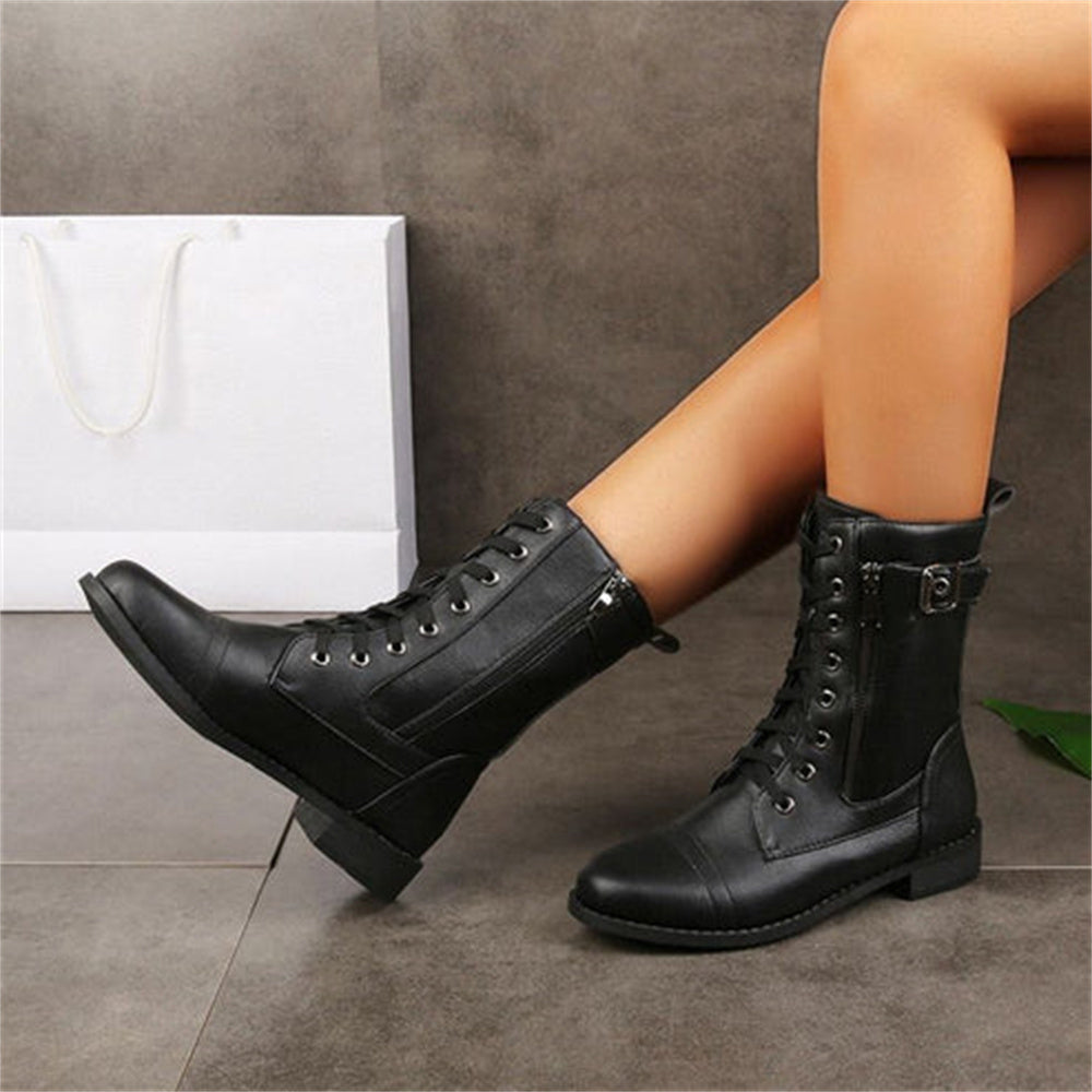Dana | Women's Winter Boot Lace-Up Mid-Calf Combat