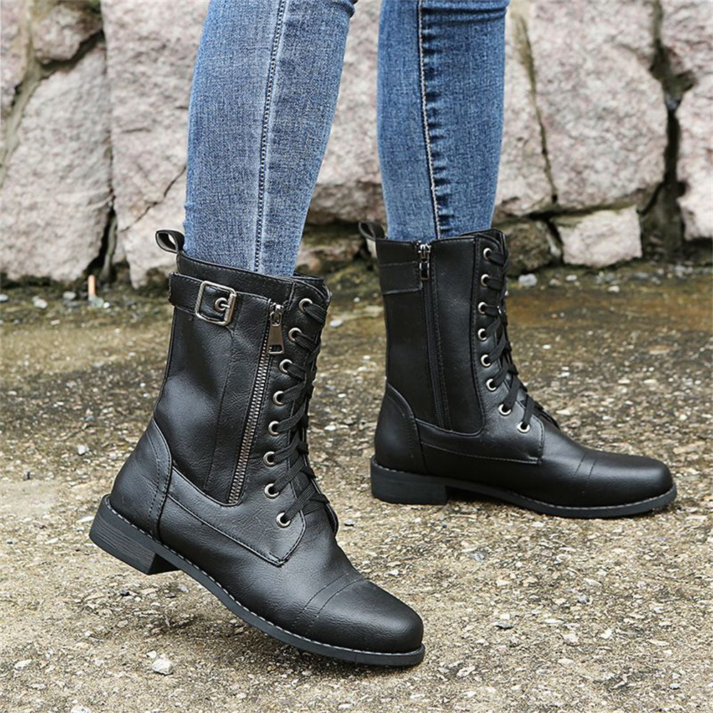 Dana | Women's Winter Boot Lace-Up Mid-Calf Combat
