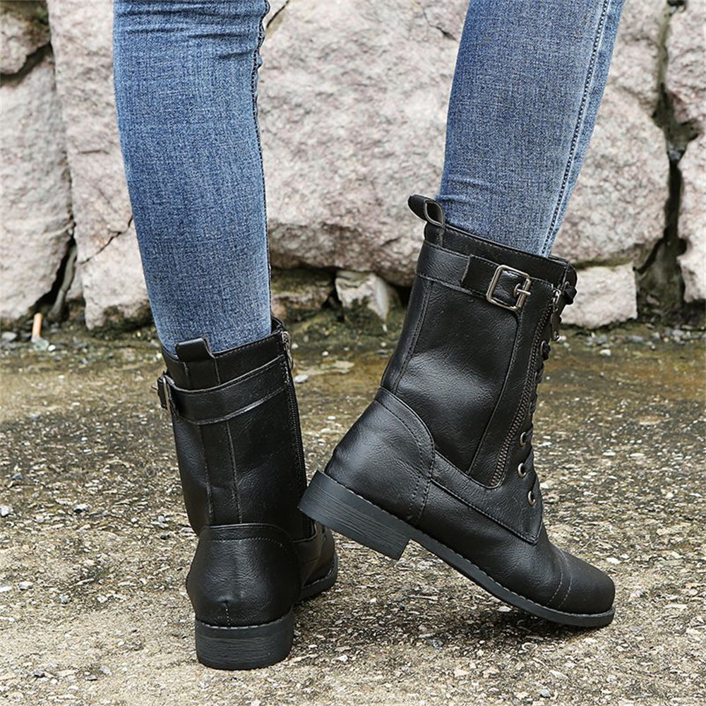 Dana | Women's Winter Boot Lace-Up Mid-Calf Combat