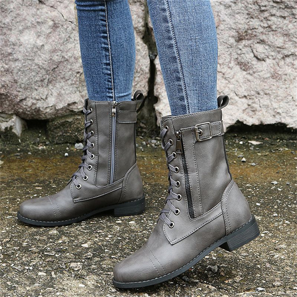 Dana | Women's Winter Boot Lace-Up Mid-Calf Combat