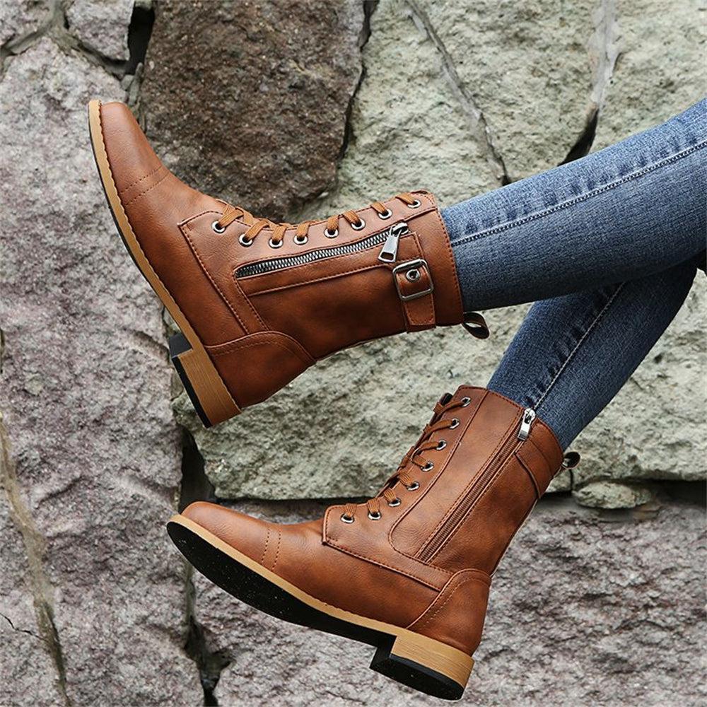 Dana | Women's Winter Boot Lace-Up Mid-Calf Combat