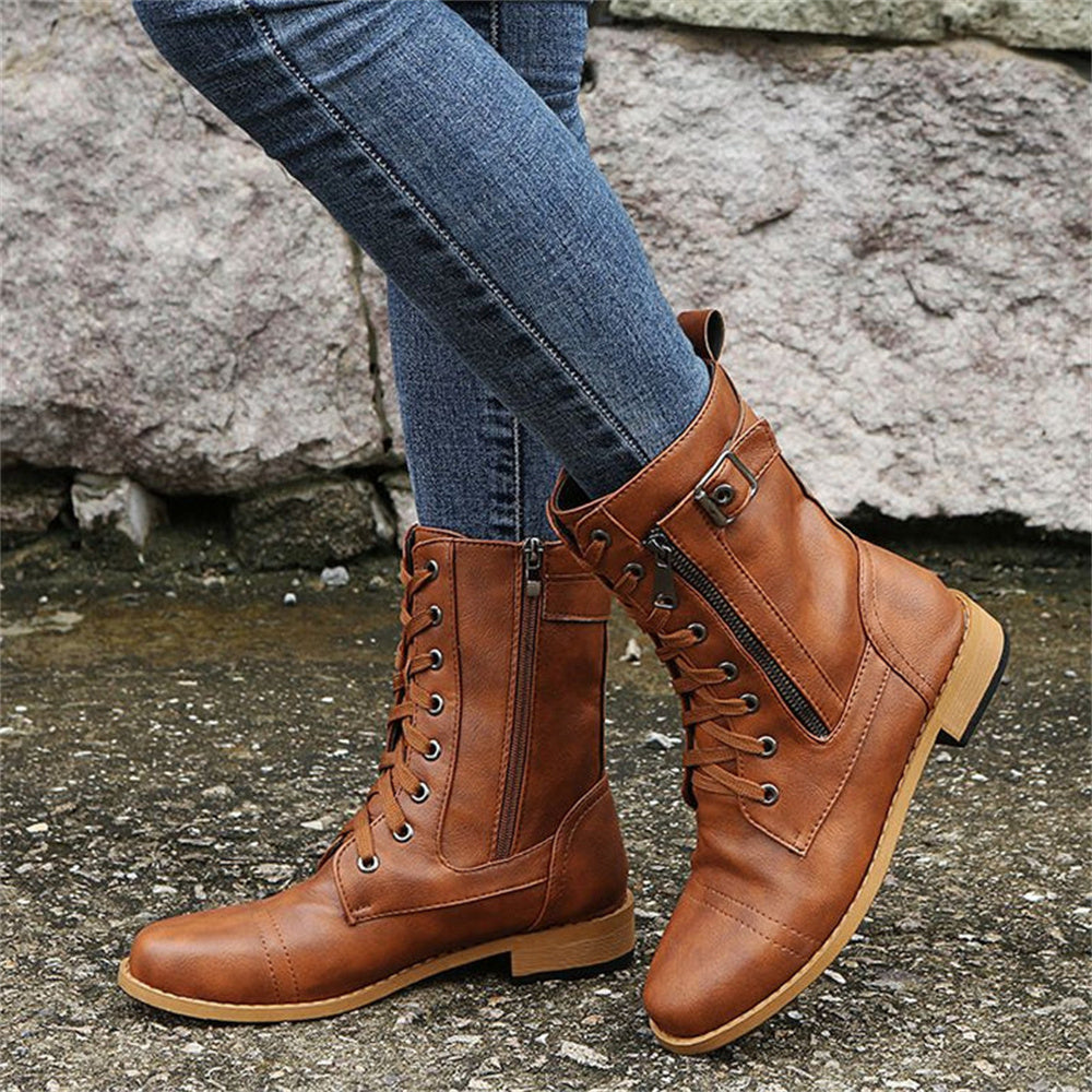 Dana | Women's Winter Boot Lace-Up Mid-Calf Combat