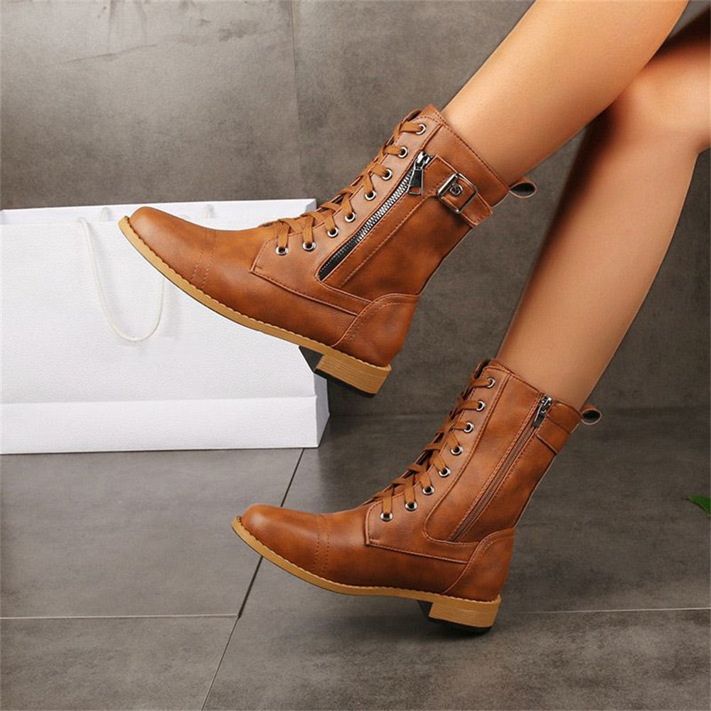 Dana | Women's Winter Boot Lace-Up Mid-Calf Combat