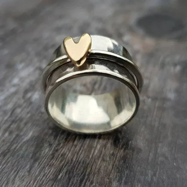 Vintage Heart-Shaped Silver Drop Ring