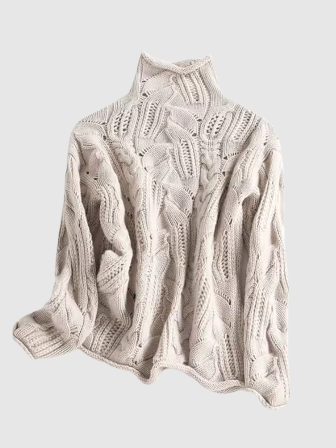 Women's Turtleneck Cable Knit Sweater Pointelle Long Sleeve Winter Pullover