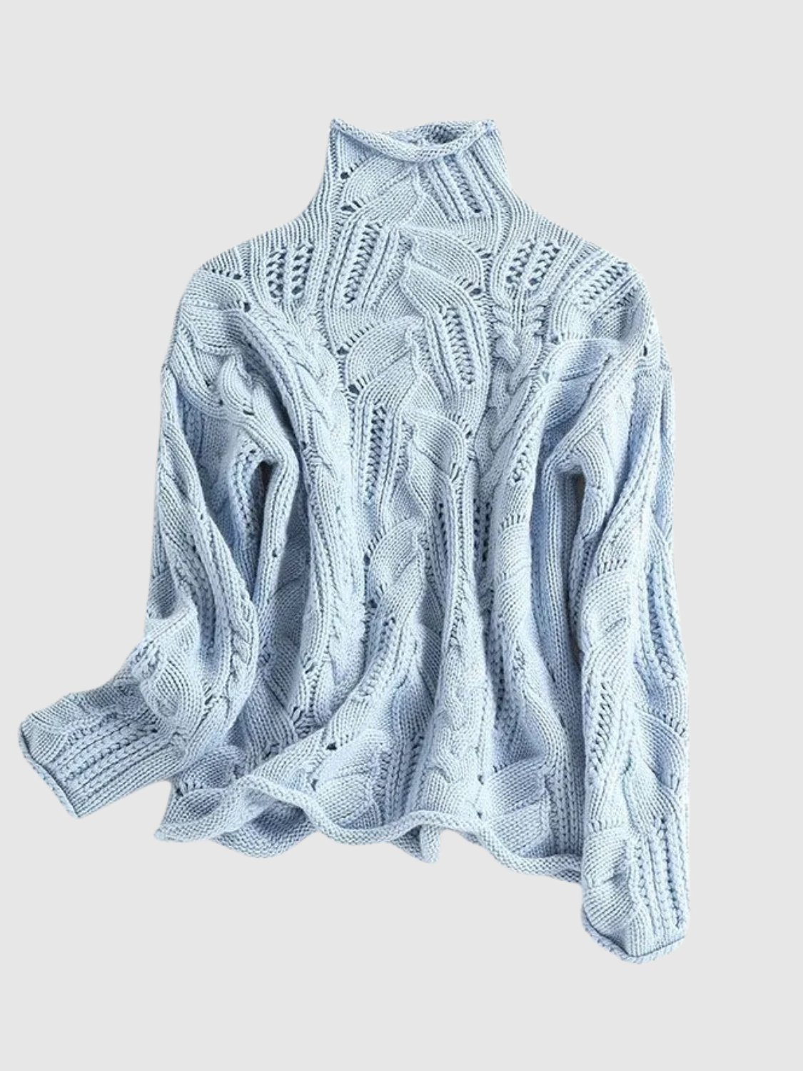 Women's Turtleneck Cable Knit Sweater Pointelle Long Sleeve Winter Pullover