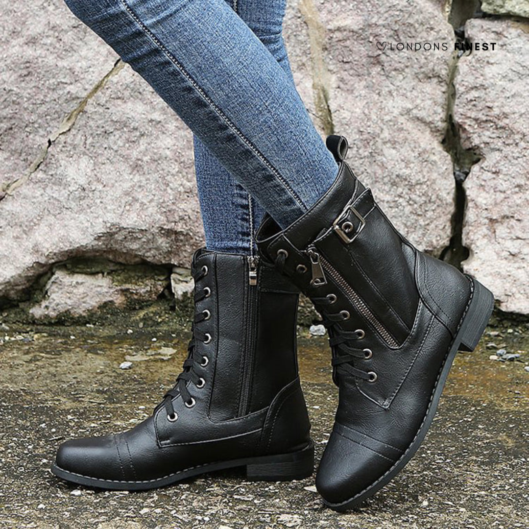 Jenna | Women's Winter Boot Lace-Up Mid-Calf Combat