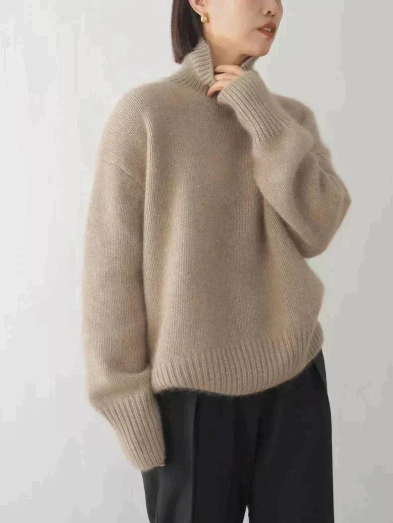 Women's Turtleneck Sweater Long Sleeve Oversized Ribbed Knit Pullover Winter