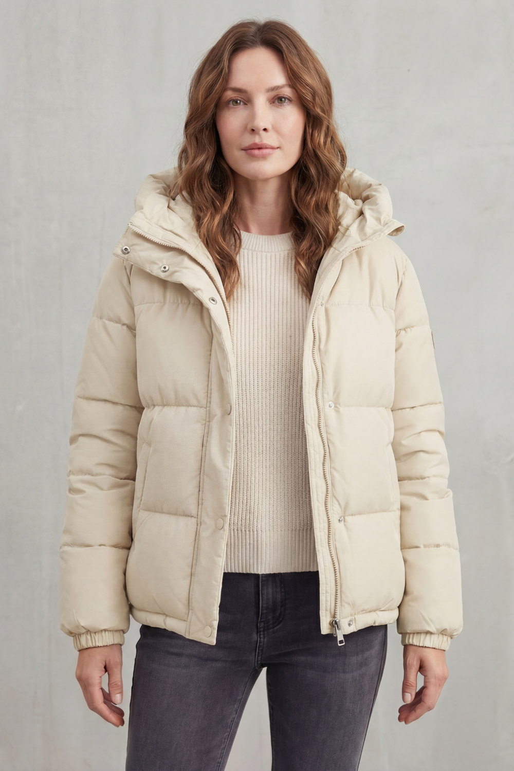 Women's Hooded Puffer Jacket Quilted Zip-Up Black Winter Coat