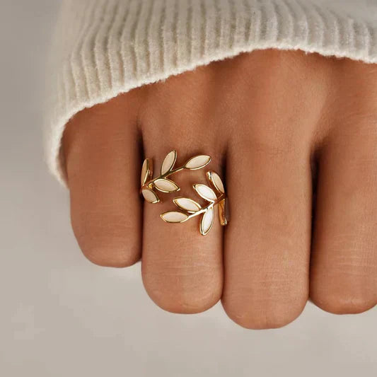 Radiant - Elegant White Opal Leaf Band