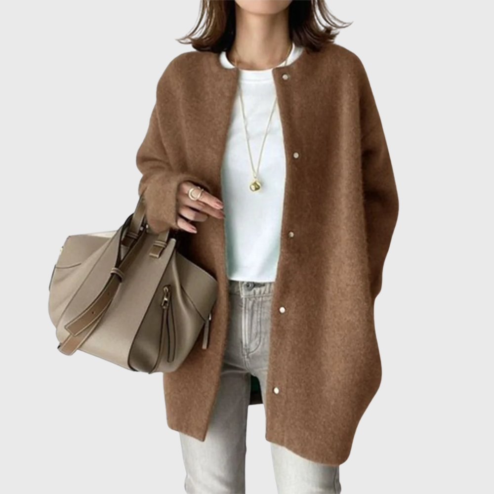 Women's Cashmere Cardigan Crewneck Long Sleeve Button-Front Knit Sweater