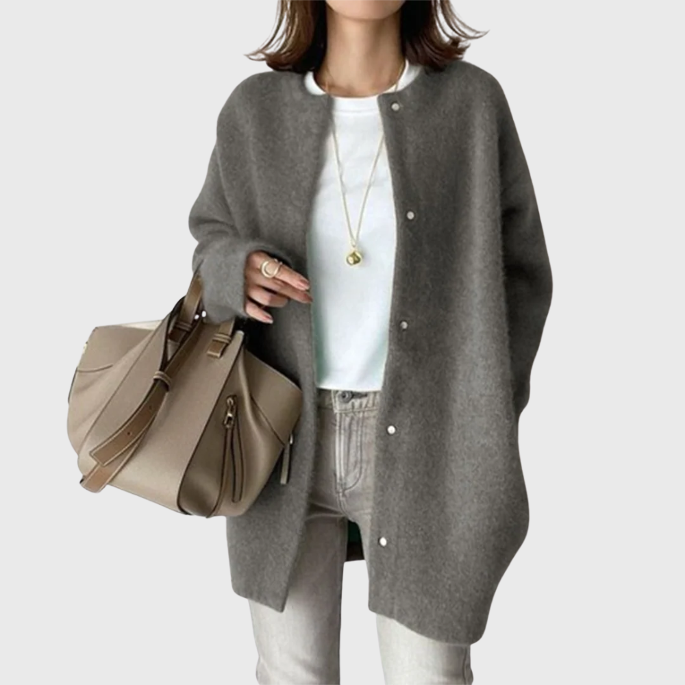 Women's Cashmere Cardigan Crewneck Long Sleeve Button-Front Knit Sweater