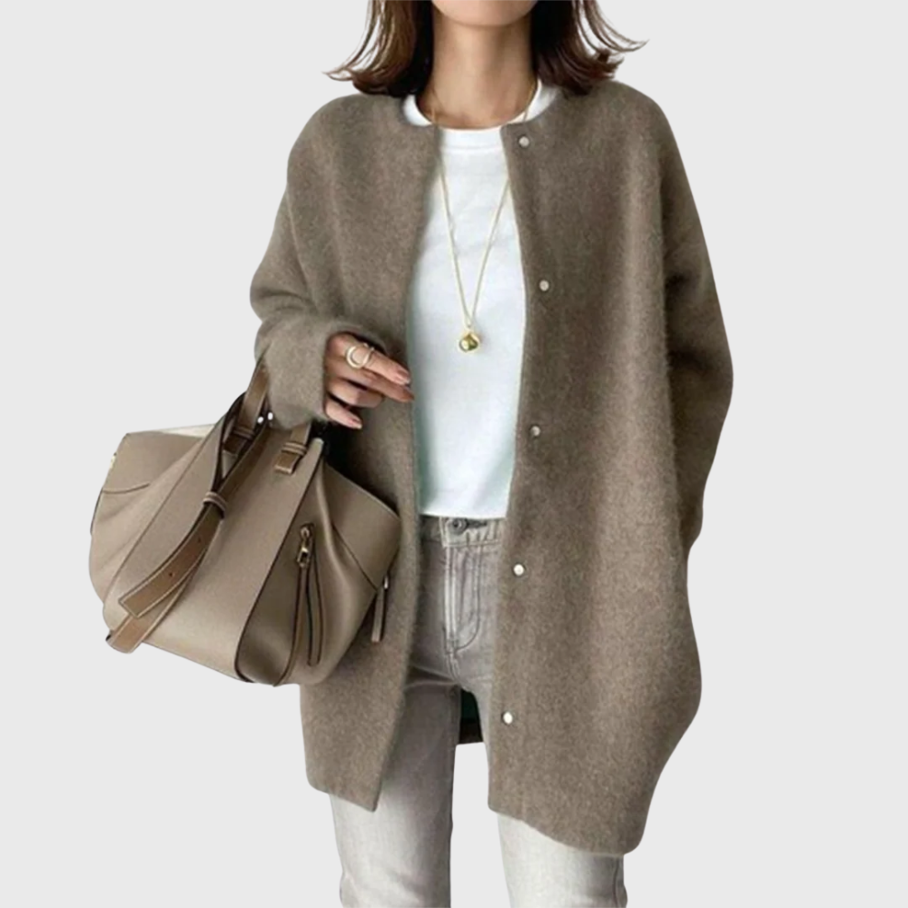 Women's Cashmere Cardigan Crewneck Long Sleeve Button-Front Knit Sweater