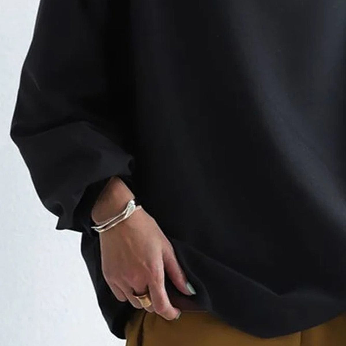 Women's High-Neck Pullover Top Long Sleeve Loose Fit Casual