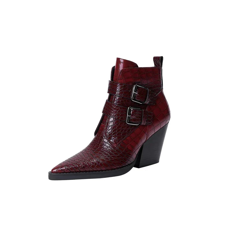 Darcey | Women's Winter Boot Croc Embossed Ankle Bootie