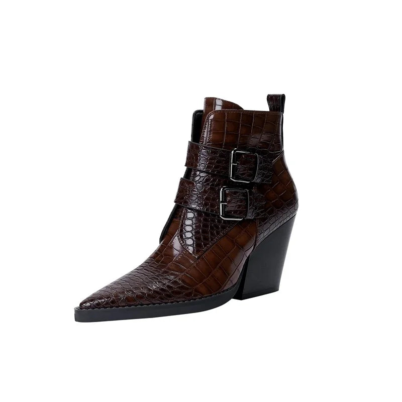 Darcey | Women's Winter Boot Croc Embossed Ankle Bootie