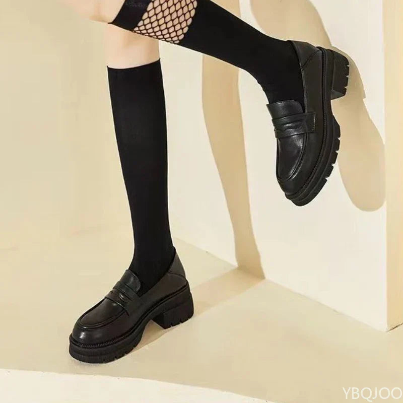 Women's Chunky Sole Loafers Slip-On Platform Penny Loafers Casual Everyday