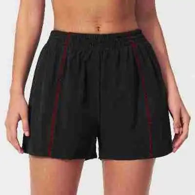 Women's High Waist Running Shorts Elastic Waist Side Stripe Casual Summer
