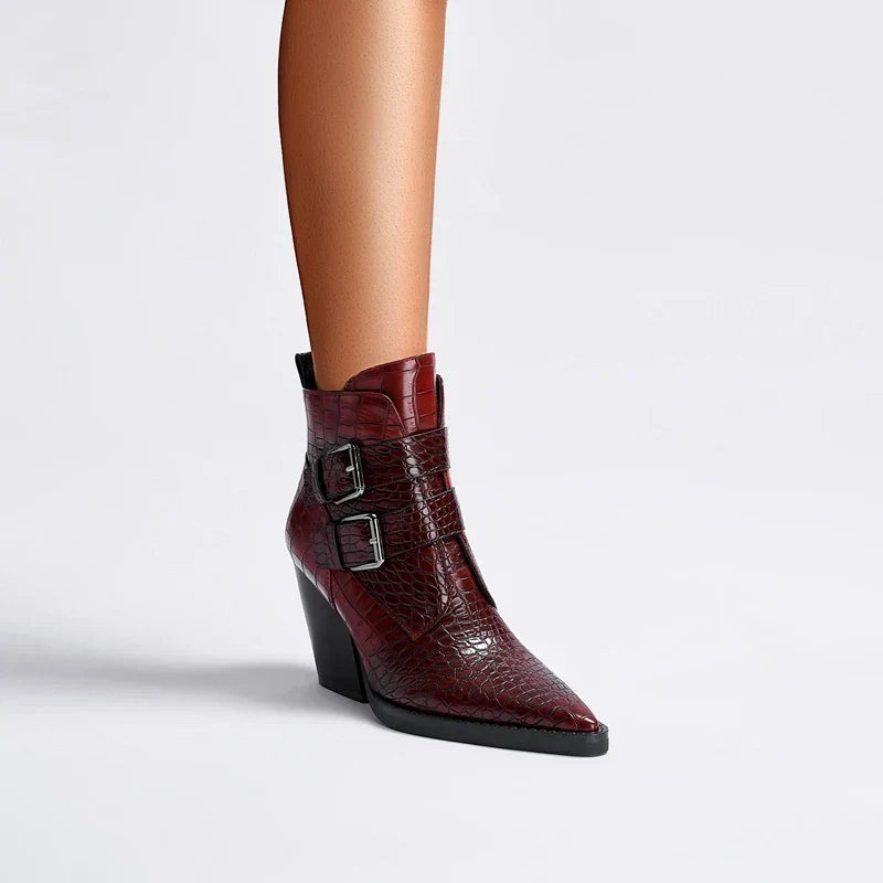 Darcey | Women's Winter Boot Croc Embossed Ankle Bootie