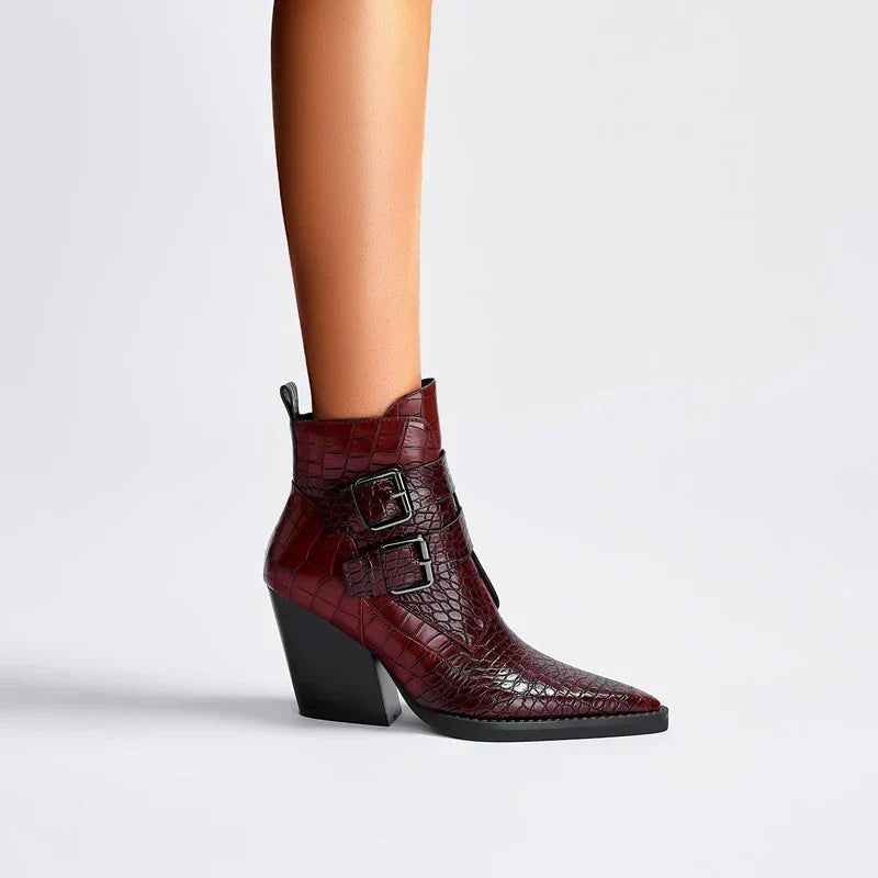 Darcey | Women's Winter Boot Croc Embossed Ankle Bootie