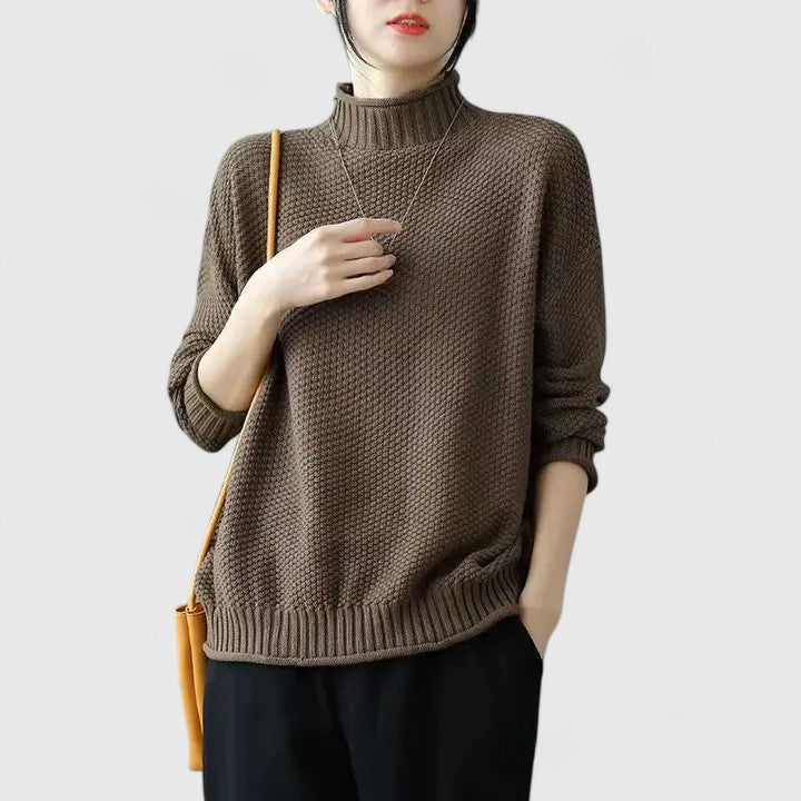 Women's Turtleneck Sweater Chunky Knit Long Sleeve Oversized Pullover Winter