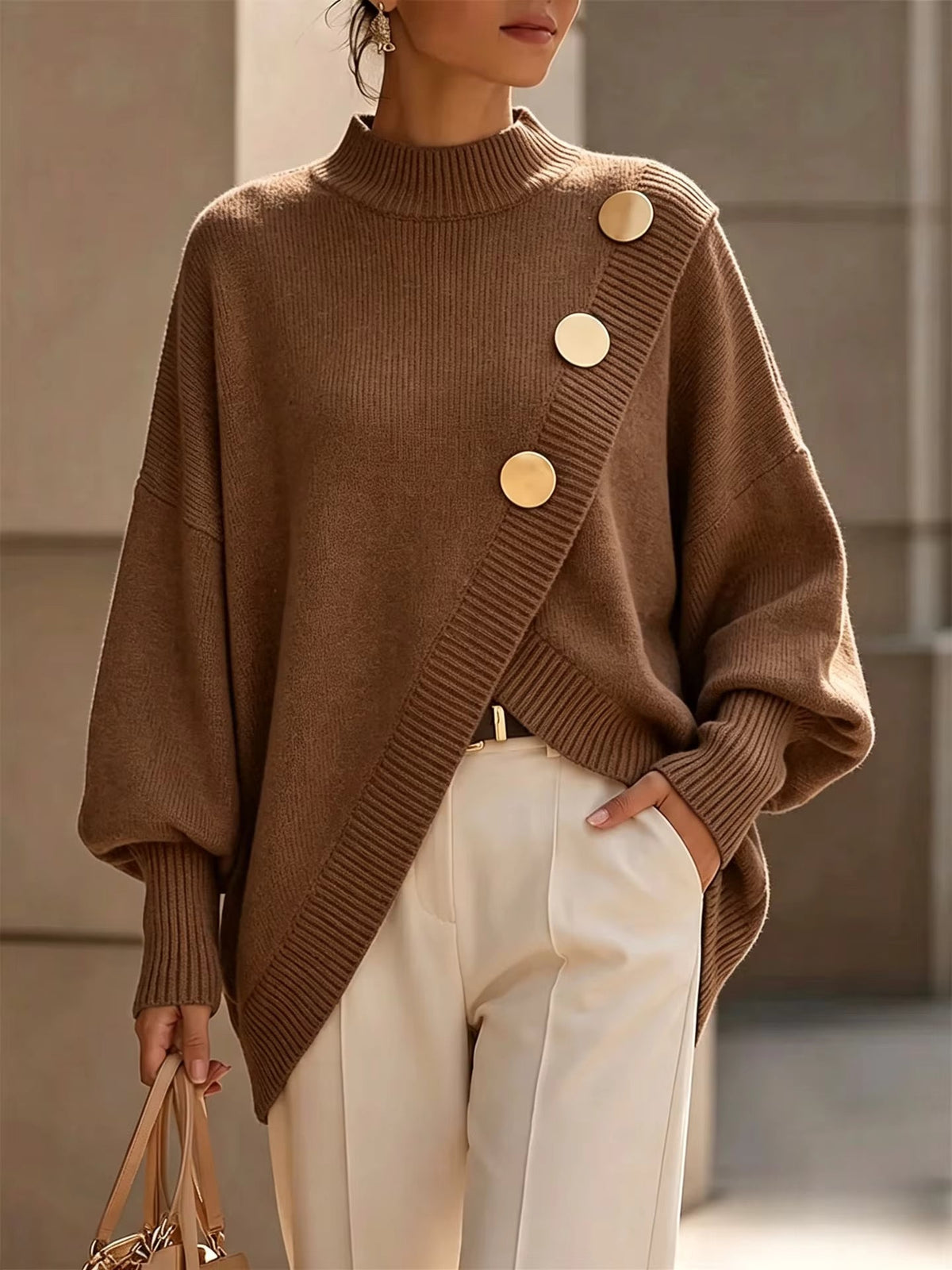 Amelia - Button Detail Knit Sweater