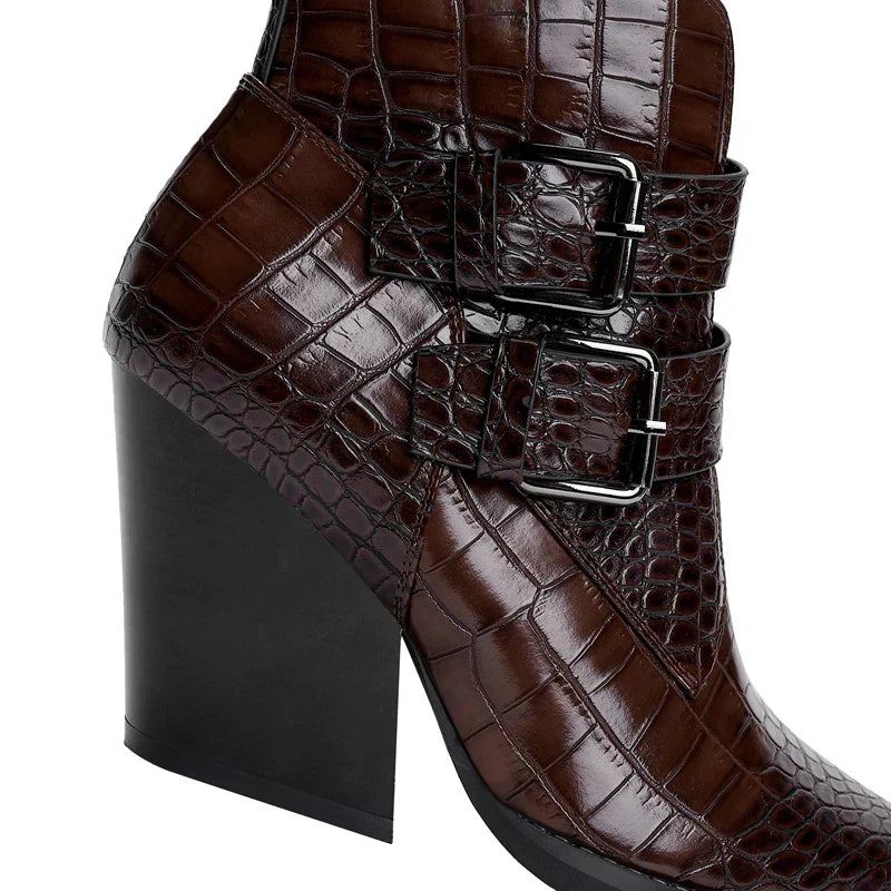 Darcey | Women's Winter Boot Croc Embossed Ankle Bootie