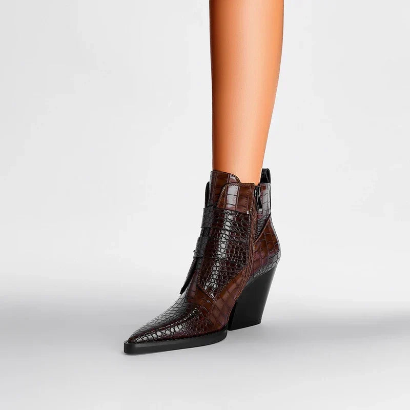 Darcey | Women's Winter Boot Croc Embossed Ankle Bootie