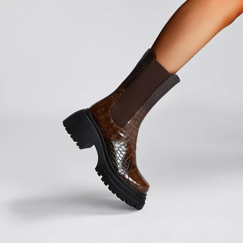 Jell | Women's Croc Print Chelsea Winter Boot