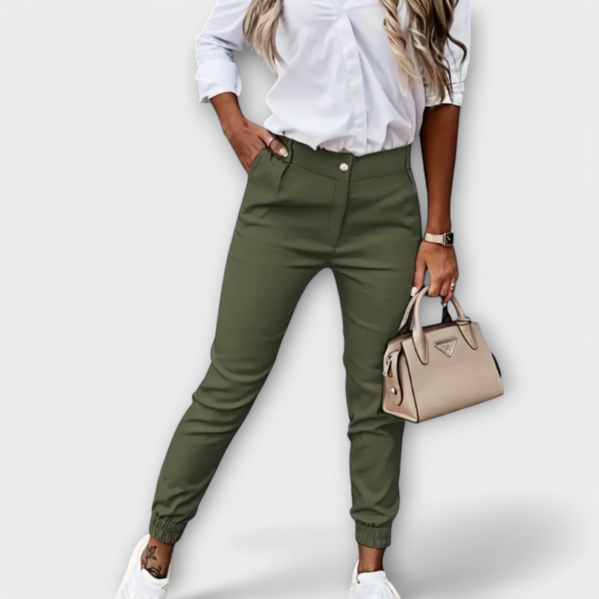 Melania - Stretchy Fabric Pants for Everyday Wear