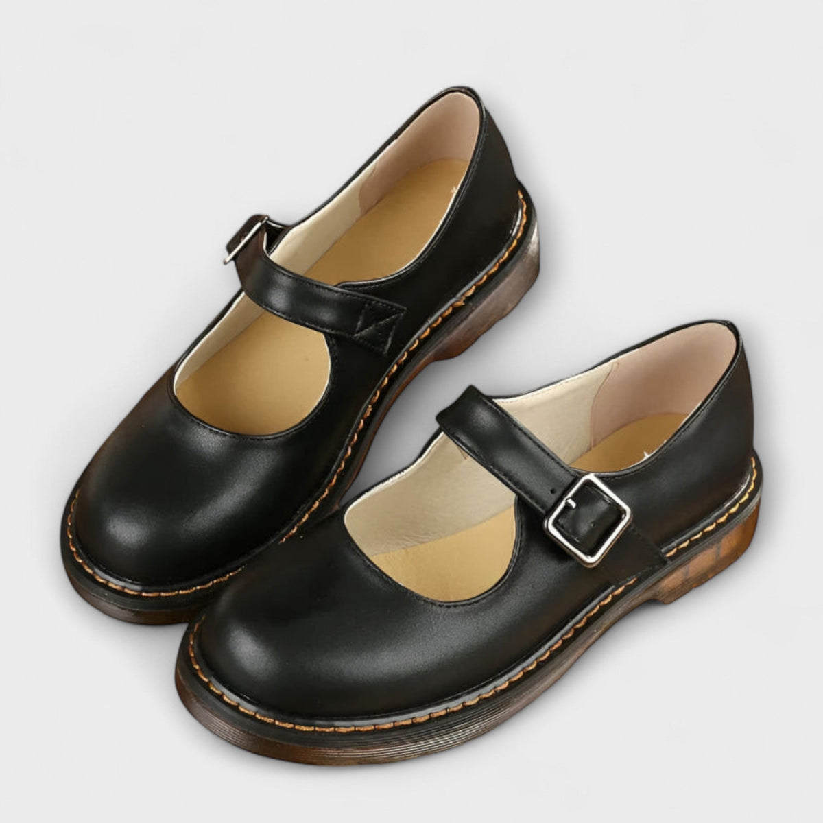 Women's Orthopedic Mary Jane Shoes Buckle Strap Round Toe Casual Flats