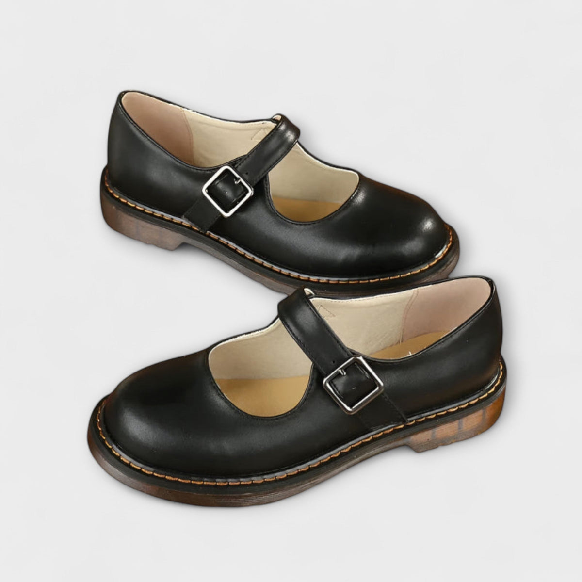 Women's Orthopedic Mary Jane Shoes Buckle Strap Round Toe Casual Flats