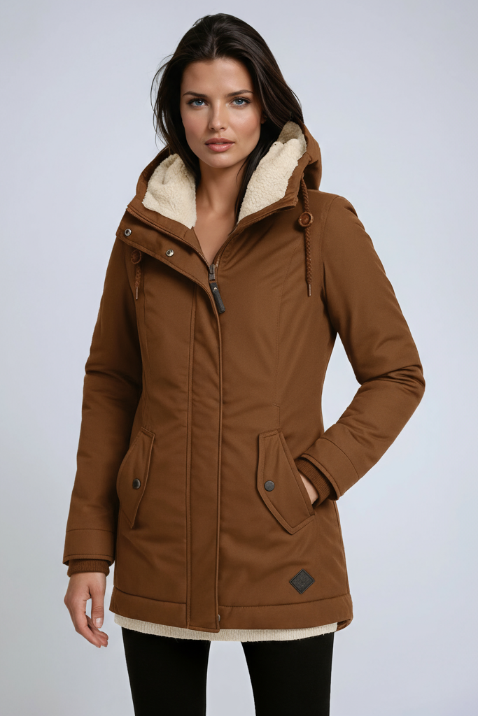 Women's Parka Coat Fleece Hood Zip Up Hooded Winter Jacket