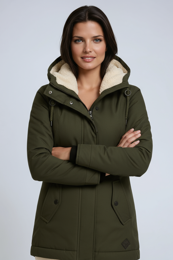 Women's Parka Coat Fleece Hood Zip Up Hooded Winter Jacket