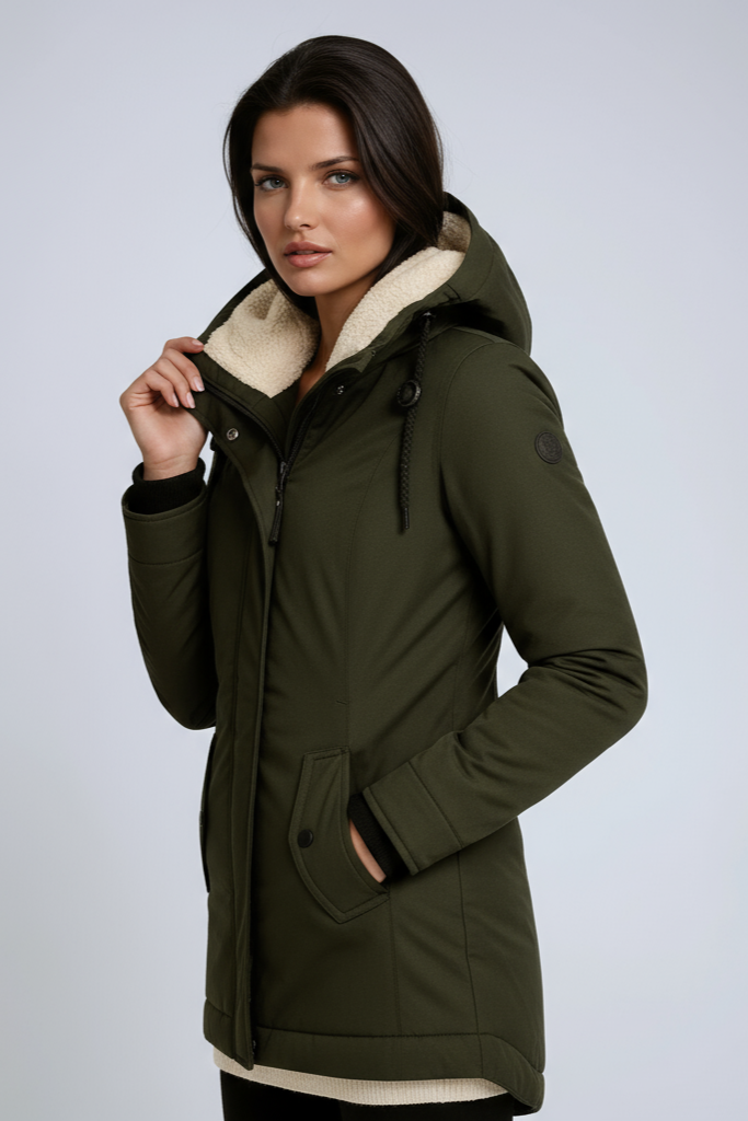 Women's Parka Coat Fleece Hood Zip Up Hooded Winter Jacket