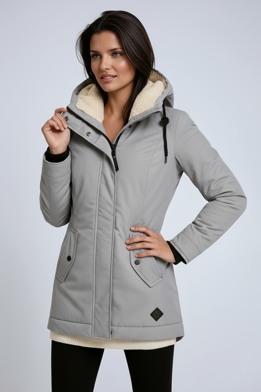 Women's Parka Coat Fleece Hood Zip Up Hooded Winter Jacket