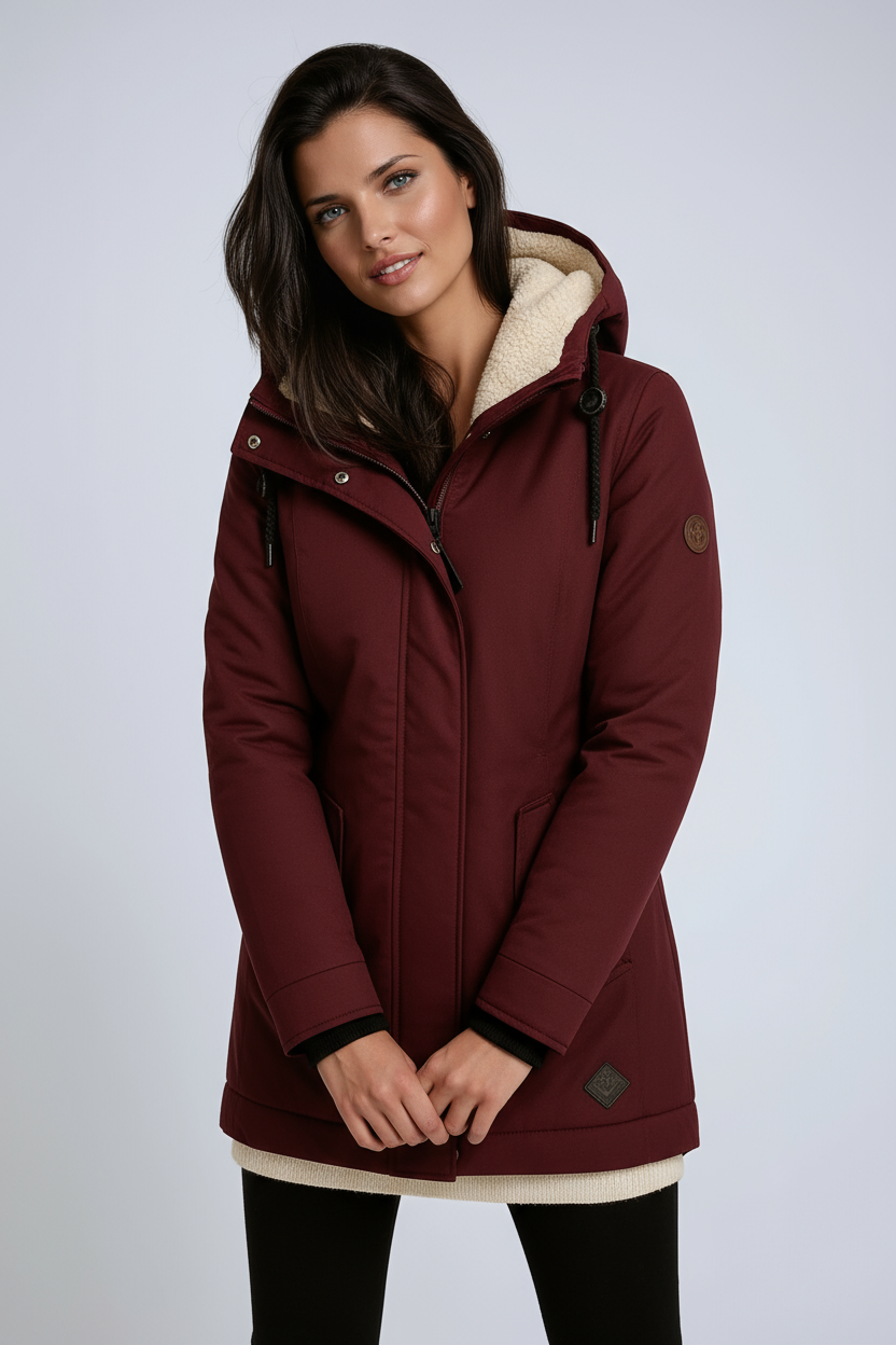Women's Parka Coat Fleece Hood Zip Up Hooded Winter Jacket