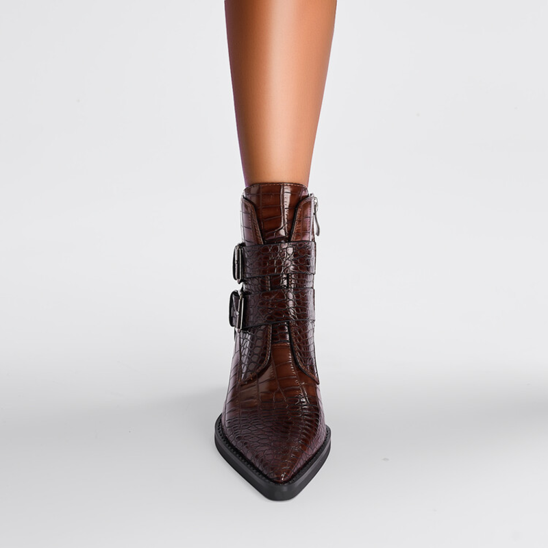 Darcey | Women's Winter Boot Croc Embossed Ankle Bootie
