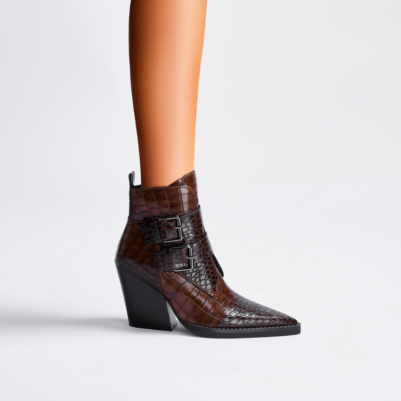 Darcey | Women's Winter Boot Croc Embossed Ankle Bootie