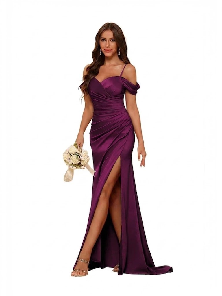 Women's Bridesmaid Dress Mermaid Trumpet Sweetheart Sleeveless Floor-Length