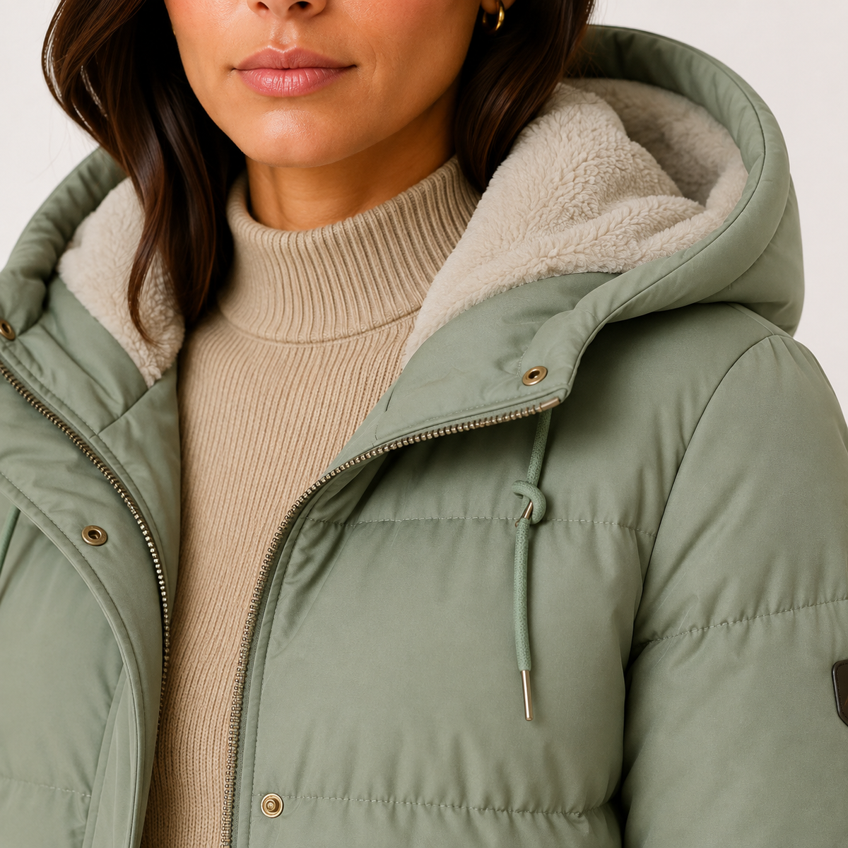 Women's Puffer Coat Hooded Sherpa Lined Quilted Zip-Up Winter Outerwear