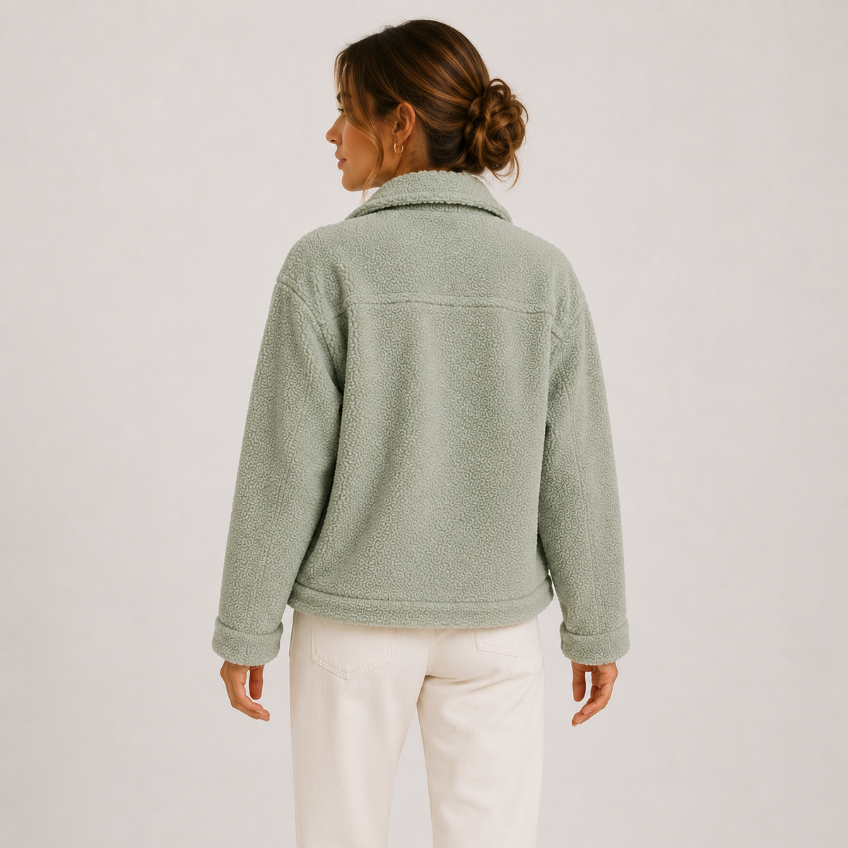 Women's Sherpa Shacket Textured Button-Up Collared Casual Jacket