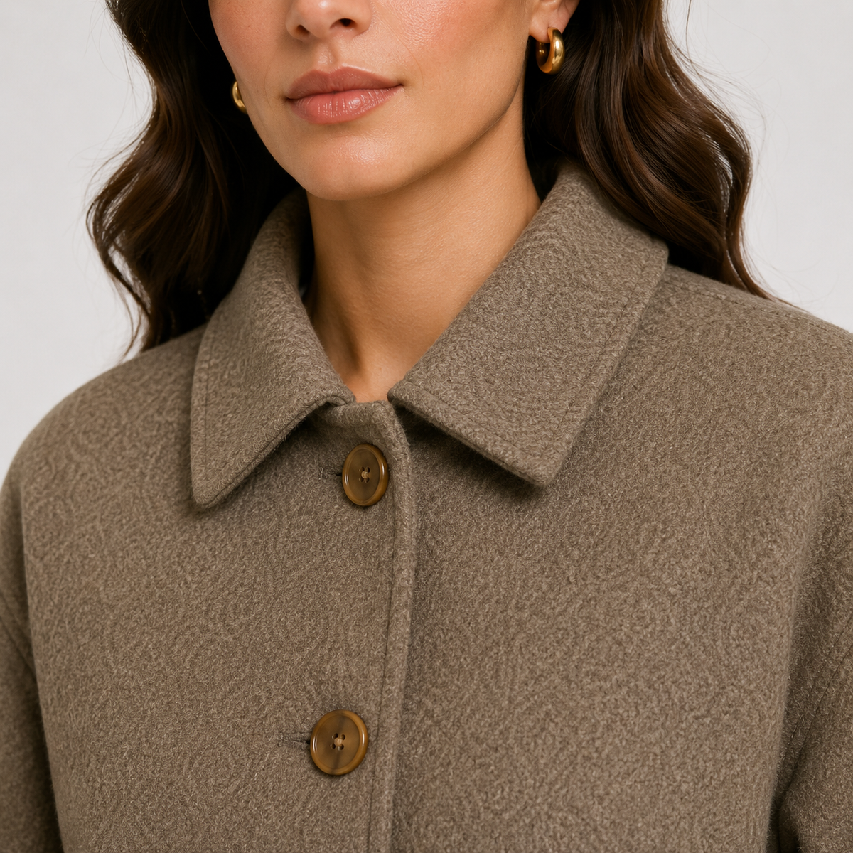 Women's Relaxed Fit Jacket Button Front Collared Textured Fall Winter