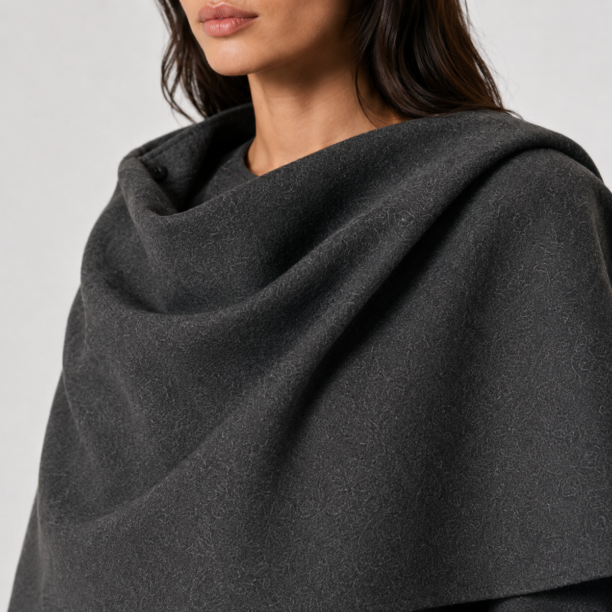 Women's Cape Coat Draped Cowl Neck Long Sleeve Winter Jacket