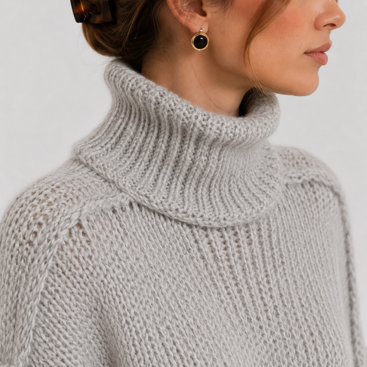 Women's Turtleneck Knit Sweater Long Sleeve Oversized Chunky Pullover