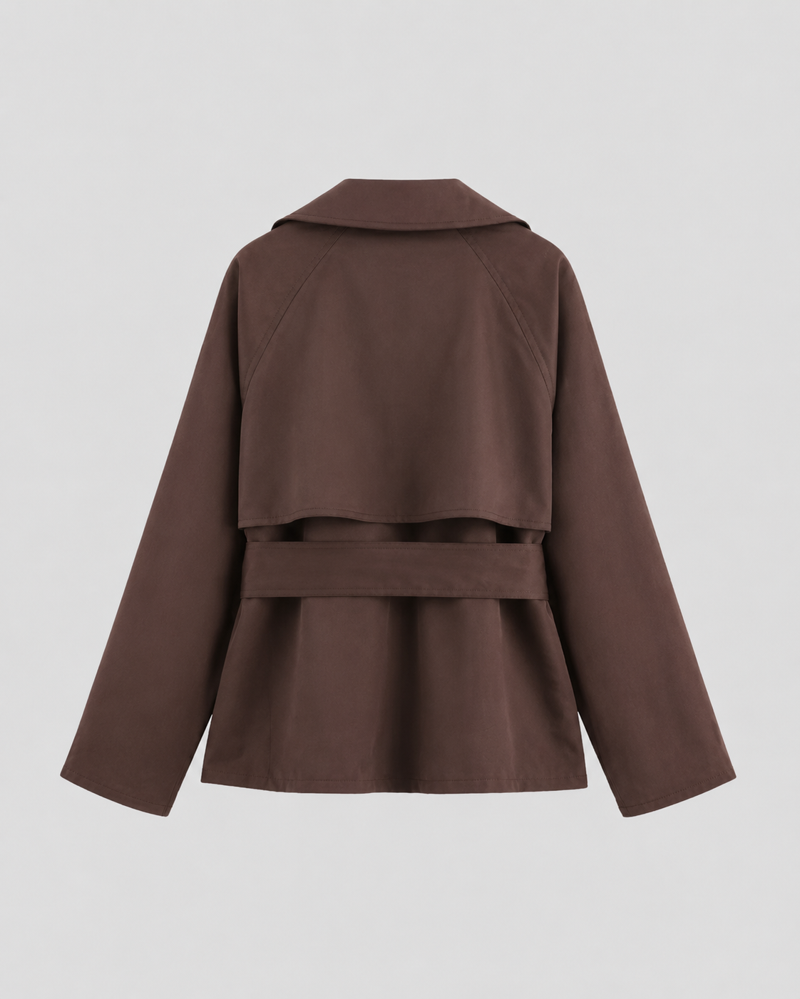 Women's Trench Coat Tie Waist Belted Notch Lapel Short Casual Jacket